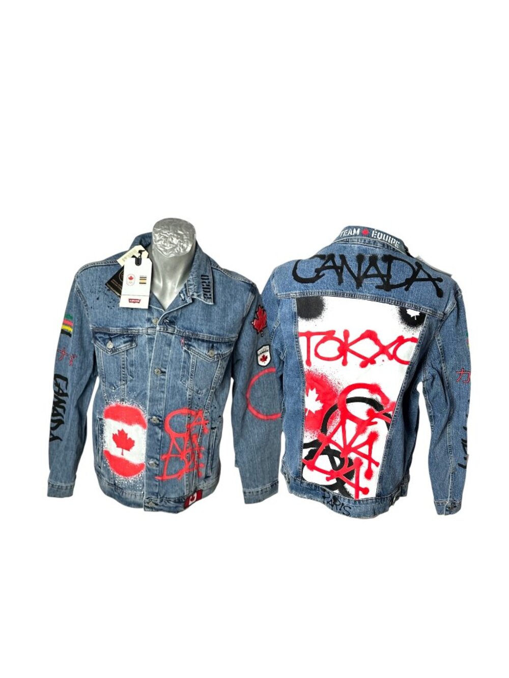 Levis HBC The Bay‎ Mens Denim Jacket Olympics Tokyo Paris Size XL Canada New